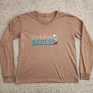 Hooey Brown Long Sleeve Tee with Cowgirl Graphic